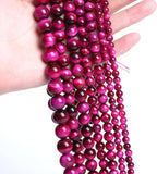 32PCS 12mm AAA Natural Rose Red Tiger Eye Agate Stone Round Loose Beads for Jewelry Making Semi-Precious Beads DIY Bracelet Necklace (Rose Red Tiger Eye Stone, 12mm)