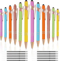 12 PCS 2 in 1 Stylus Ballpoint Pen with Stylus Tip, 1.0 mm Black Ink Metal Pen Stylus Pen for Touch Screens (Rose Gold & Mix3)