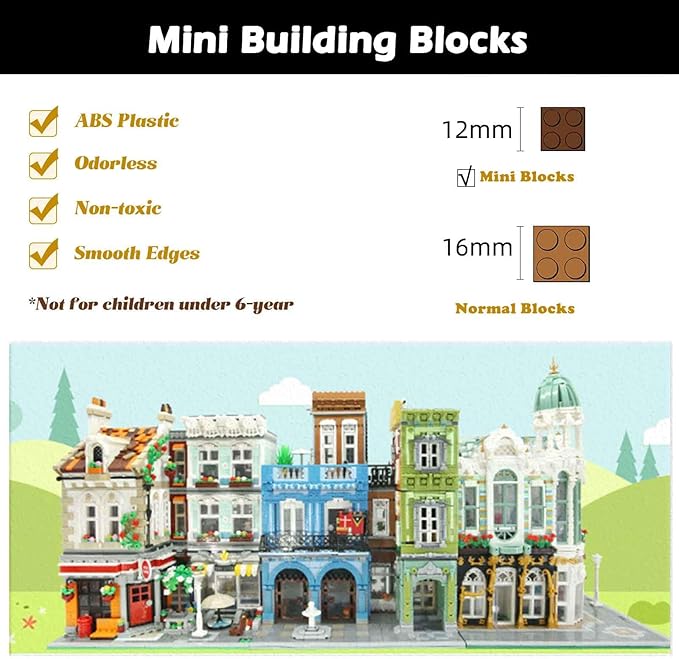 ZenithFlow Street View Building Blocks Kit, Gem Store Mini Blocks Construction Toys European Architecture Model House Store Building Set, Idea Gifts Home Decoration Collection for Adults 3115 PCS