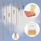 150pcs 18K Gold Filled Flat Head Pins Non Tarnish Craft Earring Bracelet Jewelry Making Accessories Supplies (40mm (1.57in), Gold-Flat Head Pin)
