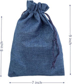 Palmhomee Pack of 25 Burlap Gift Bags with Drawstring Linen Jewelry Pouches Wedding Hessian Jute Bags for Birthday and Treat Pouches Party Wedding Favors Gift (7x9 Inch, Navy Blue)