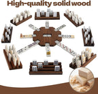 8 Players Mexican Train Dominoes Game Set - Double 12 Dominoes with Wooden Hub, 8 Metal Trains & Domino Storage Bag| Family Board Game for 2-8 Players