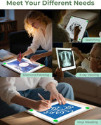 A4 Tracing Light Box for Drawing,Bawaslom Rechargeable Light Pad with Adjustable Stand and Strong Magnets,Ultra-Thin & Bright LED Drawing Board for Vinyl Weeding,Diamond Painting Art,Sketching