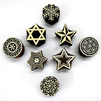 Pack of Elegant Design Wooden Blocks Stamps for Printing on Textiles, Pottery Crafts,Henna, Scrapbooking (Set of 8)