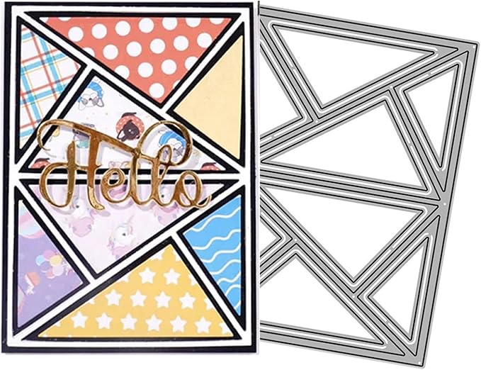 Mvchifay Cutting Dies for Card Making Metal Die-Cuts Scrapbooking Tool Hollow Frame DIY Craft Punch Template Embossing for Paper Album Decor (Big Triangle Rectangle frame-10.1x14cm)