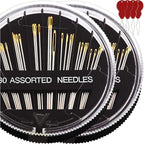 60 Pack, Premium Sewing Needles for Handsewing, Assorted Sizes, 6 Sizes Sewing Sharp Needles, 6 Pcs Big Eye Hand Sewing Needles, Sewing Needles Large Eye, Embroidery Needles for Hand Sewing