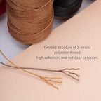 WUTA Leather Waxed Thread Round Polyester Sewing Threads with 12 Pcs Needles and Storage Bag Leather Craft Hand Stitching Line DIY Bracelet Thread Repair Work Cord (0.55mm