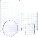 Whaline Large Acrylic Stamp Block Clear Stamping Tools Set with Grid Lines for Art Crafts Scrapbooking, 4 Pack