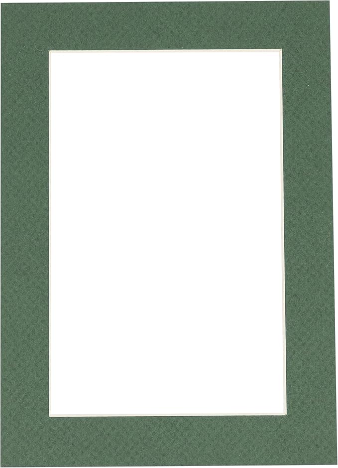8x10 Mat Bevel Cut for 5x8 Photos - Acid Free Hunter Green Precut Matboard with Backing Board and Crystal Clear, Self Seal Photo Mat Bag - for Pictures, Photos, Framing - 4-ply Thickness