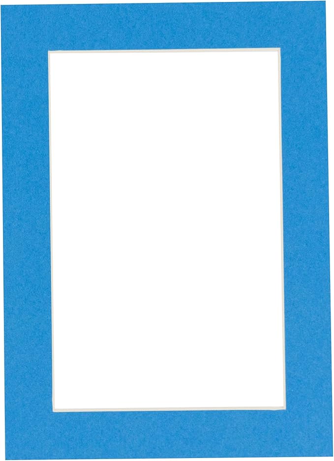 Pack of 25 Acid Free 8.5x11 Mats Bevel Cut for 7x9 Photos - Bay Blue Precut Matboards With Backing Boards and Clear Photo Mat Bags For Pictures, Photos, Framing - 4-ply Thickness