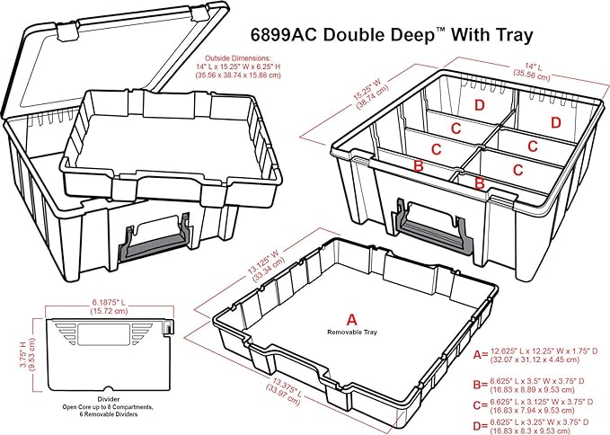 ArtBin 6899AZ Super Satchel Double Deep with Lift-Out Tray Storage Container, Portable Arts & Crafts Organizer with Removable Dividers, Clear