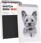 Professional Drawing Supplies for Sketch, Charcoal, Colored, Graphite, Pastel Pencils & Sticks. Soucolor 2-Pack 9" x 12" Sketch Book, 200 Sheets Spiral Bound 68lb/100gsm Paper for Kids Adults Artists