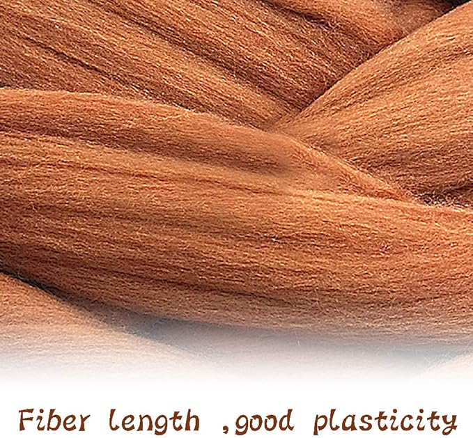 Wool Roving Bulk - 8.82oz Super Wool Chunky Yarn, Wool Roving Top for Needle Felting, Soft Felting Wool Supplies for Hand Spinning, Blending, Weaving and DIY Craft