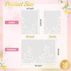 HAUTOCO 50 Pack Vellum Jackets for 5x7 Invitations, Pre-Folded Translucent 135GSM Vellum Paper Wraps, White Flower Envelope Liners Wedding Invitations Accessories