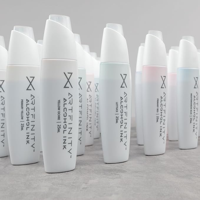 Alcohol Ink - Fire Set, 8 Pieces | 10 Sheets 9x12 Multimedia Paper | Fast-Drying, Permanent, Transparent Alcohol Inks for Gloss Paper, Glass, Metal | 25 ml Bottles