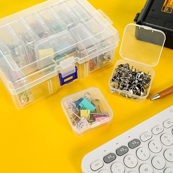 13 Pieces Small Plastic Craft 0rganizers and Storage, Transparent Box with Hinged Lid for Storage of Jewelry, Diamonds, DIY Art Craft Accessory