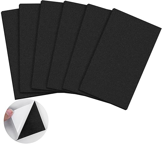 ToLanbbt 6 PCS Adhesive Foam Padding Sheets Closed Cell Neoprene Foam Sheet 1/8" Thick, 12" x 8" Self Stick Insulation Anti Vibration Pads Anti-Slip for Furniture, Cars, Speakers, DIY