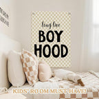Boys Room Decor,Boys Room Wall Decor Hanging Flag Decor for Toddler Nursery,Playroom,Bedroom,Long Live Boyhood Canvas Banner 18x25 Inch