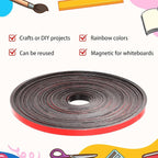 Magnetic Tape Roll Thin Strips, 0.39 Inch x 66 Feet Magnetic Board Dividers Whiteboard Graphic Decorative Tape Marking Line for Classroom Office Art Accessories(Red)