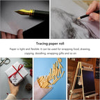 Tracing Paper Roll 12 Inches x 30 Yards, Trace Paper White ‌Translucent‌ Pattern Paper Tracing Paper for Drawing, Sewing, Sketch