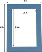 8x10 Mat for 6x8 Photo - Precut Steel Blue Picture Matboard for Frames Measuring 8 x 10 Inches - Bevel Cut Matte to Display Art Measuring 6 x 8 Inches - Acid Free Pack of Ten MATS