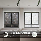 NINETREX Window Privacy Film,Decorative Window Film Frosted,Stained Glass Window Cling,Heat Blocker Non-Adhesive for Home,Grayish Black 29.5 x 78.7inch