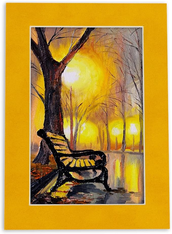 Poster Palooza 8.5x11 Mat Bevel Cut for 7x9 Photos - Acid Free Bright Yellow Precut Matboard - For Pictures, Photos, Framing - 4-ply Thickness