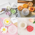 9 PCS Flower Candle Molds Rose Tulip Silicone Candle Mold Flower Shapes Moldes De Rosas Silicona para Velas for Soy Wax, Beeswax, Candle Making, Resin Craft