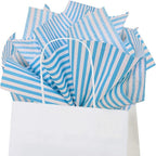 Flexicore Packaging Turquoise Blue Pin Stripe Print Gift Wrap Tissue Paper Size: 15 Inch X 20 Inch | Count: 10 Sheets | Color: Turquoise Pin Stripe