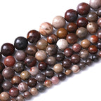 36pcs 10mm Natural Wooden Petrified Jade Agate Gemstone Beads Round Loose Spacer Beads for Jewelry Making DIY Bracelet Necklace 1 Strand 15inch