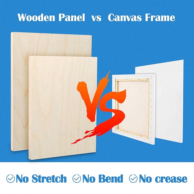 Falling in Art Unfinished Birch Wood Canvas Panels Kit, 4 Pack of 2 Sizes 11x14' and 9x12' Studio 3/4’’ Deep Cradle Boards for Pouring Art, Crafts, Painting, and More