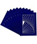 Pack of TEN 8x10 Mats Bevel Cut for 5x8 Photos - Acid Free Royal Blue Suede Precut Matboards For Pictures, Photos, Framing - 4-ply Thickness