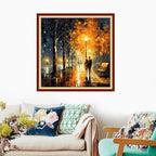 Foxdiviy Stamped Cross Stitch Kits Full Range of Embroidery Needlework Starter Kits for Beginners Adults 11CT Embroidery Patterns Art Crafts DIY Needlepoint Kits-Strolling on a Rainy Night 18x18 inch