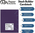 PA Paper Accents Stash Builder Cardstock 8.5" x 11" Royal Iris, 65lb colored cardstock paper for card making, scrapbooking, printing, quilling and crafts, 25 piece pack