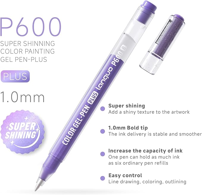 72 Color 1.0mm Glitter Markers for Adults Painting, Christmas Card Drawing, Birthday Blessing Graffiti, Art Bookkeeping DIY Pen