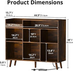 Cozy Castle Large Record Player Stand, Vinyl Storage Cabinet Mid Century Modern Turntable Stand Media Console Table Open Shelf Cube CD Album Holder Organizer for Living Room, Office, Rustic Brown