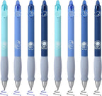 BAYTORY 8Pcs Cute Retractable Erasable Gel Pens, Blue and Black Ink Pen with Eraser Clear, Smooth Writing Comfortable to Use for Note Taking Marking Planner Crossword Puzzles (Blue)