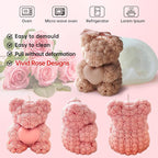 Rose Bear Candle Mold,Teddy Bear Silicone Molds for Candle Making,Epoxy Resin Bears Molds for DIY Handmade Soaps, DIY Candle, Mother's Day Gifts, Birthday Gifts, Home Decor Crafts (Mini)