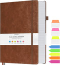 College Ruled Notebook, Large B5 Hardcover Leather Journal, 314 Numbered Pages Writing Journal, 100gsm No Bleed Paper, Lined Journal Notebook for Women Men School Office, 7.6'' X 10'', Brown