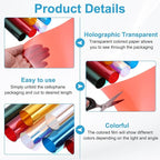 MECCANIXITY Iridescent Window Film,12" x 39" Iridescent Holographic PVC Fabric Dichroic Film Clear Vinyl Paper Roll for DIY Craft Gift Wrapping Bag Decoration,Orange