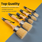 Chalk Paint Brush, Wax Paint Brush Set of 5, Wax Brushes and Chalk Paint for Furniture DIY Art Crafts, Natural Bristle Round Oval Brush for All Painting and Waxing