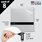 Trotec | Metallic Looking Acrylic Sheet | 12"x12"x1/16, 8 Pcs | Smooth Silver/Black | Metallic Finish - Scratch Resistant for Laser Engraving & Cutting,Printing,Glowforge,Name Plate | USA Made