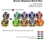 Haxtec Metal DND Dice Set Heat Sensitive Color Changing Metal Dice Polyhedral D&D Dice Compatible with Dungeons and Dragons RPG -Gold Black Red Shift