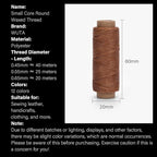 WUTA Leather Waxed Thread Round Polyester Sewing Threads with 12 Pcs Needles and Storage Bag Leather Craft Hand Stitching Line DIY Bracelet Thread Repair Work Cord (0.55mm