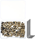 MECCANIXITY 40 Pcs Metal Locking Pin Backs, Locking Pin Keepers Clasp 9mm(H) with 4 Wrench Replacement in Storage Case for Badge, Brooch, Copper Tone