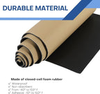 MYFULLY Sponge Neoprene Roll with Adhesive, Waterproof Foam Rubber Sheet Cut to Multiple Dimensions and Lengths for Shock Pad, Gaskets, DIY, Crafts (1/8" Thick x12 Wide x 54" Long)