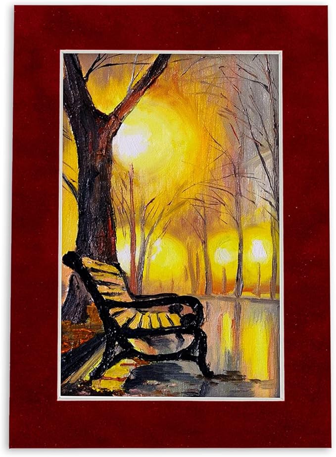 Pack of 25 Acid Free 11x14 Mats Bevel Cut for 8.5x11 Photos - Bright Red Suede Precut Matboards With Backing Boards and Clear Photo Mat Bags For Pictures, Photos, Framing - 4-ply Thickness