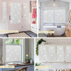Window Privacy Film Decorative for Front Door, Bathroom Static Cling Stained Glass Sticker Opaque Heat Control UV Blocking Non-Adhesive for Home Window, Acacia