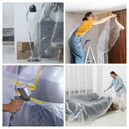 HARFINGTON Pre-Taped Masking Film 126" x65.6ft Double Adhesive Tape and Drape Painters Plastic Drop Cloth Film with Tape Plastic Sheeting for Automotive Painting Covering
