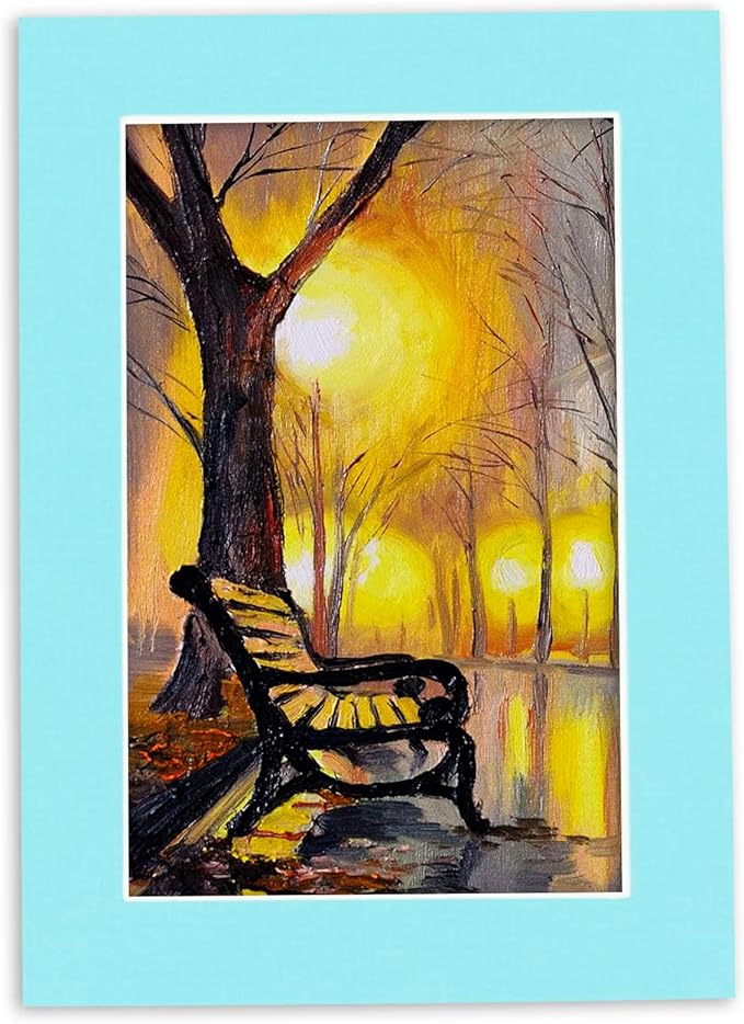 Pack of 25 Acid Free 8.5x11 Mats Bevel Cut for 7x9 Photos - Aquamarine Blue Precut Matboards for Pictures, Photos, Framing - 4-ply Thickness